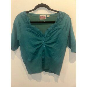 Rosie Neira Teal Button-Front Knit Top